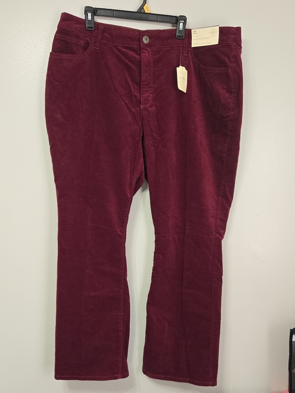 St. John's Bay NWT Women's Corduroy Boot Cut Pants in Burgundy